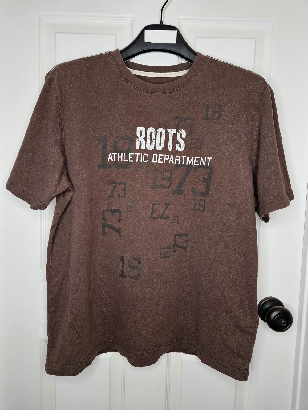 Roots Men's Brown Graphic Tee Classic Cotton T-Shirt Size L Crewneck